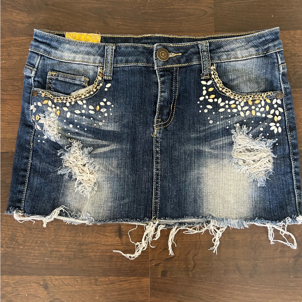 y2k vintage denim mini skirt